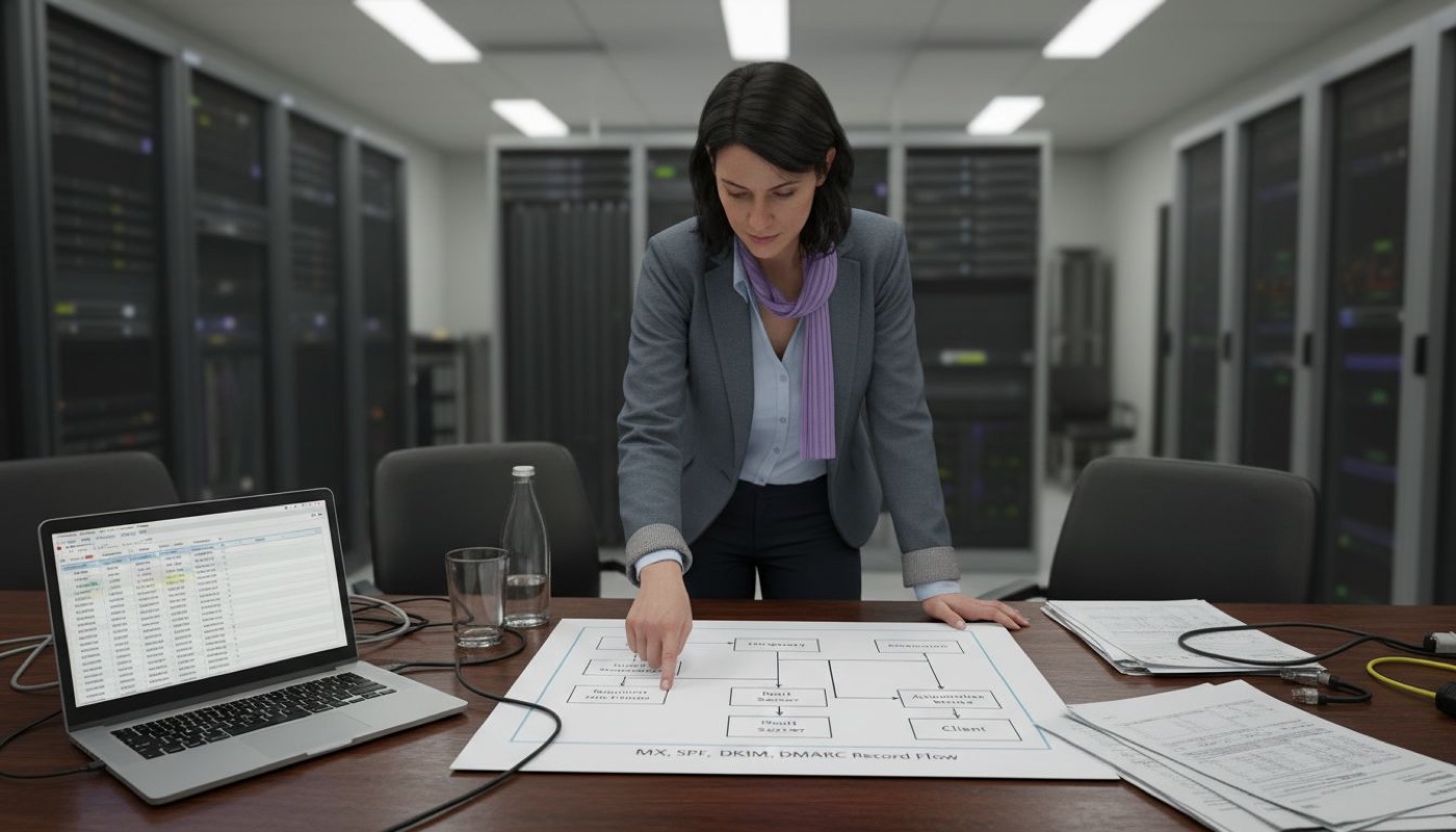 Specialist explaining DNS records for email